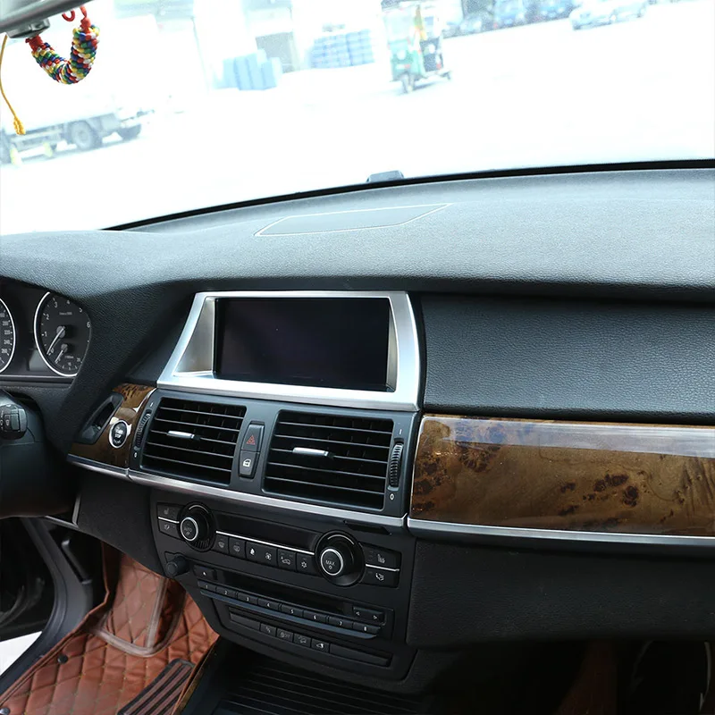 

For X5 E70 X6 E71 2008-2013 Car ABS Matte Silver Navigation Decoration Frame Trim Accessories