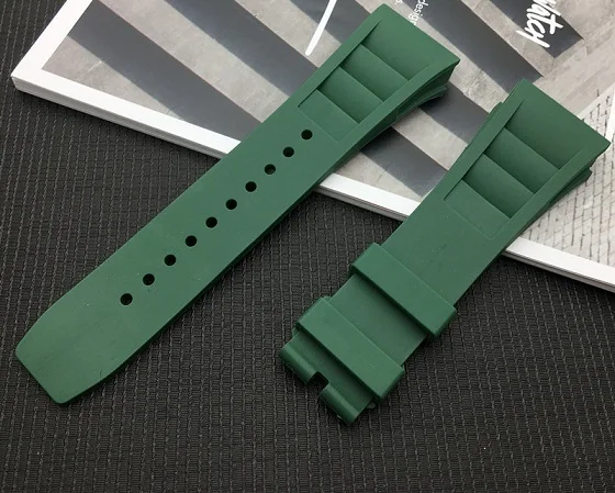 Green Новинка, 20 мм, красный, белый, черный, зеленый, серый, синий, желтый, оранжевый, резиновый ремешок для наручных часов, ремешок для наручных часов, для RM011 Mille, браслет, ремешок для часов - Цвет ремешка: Green