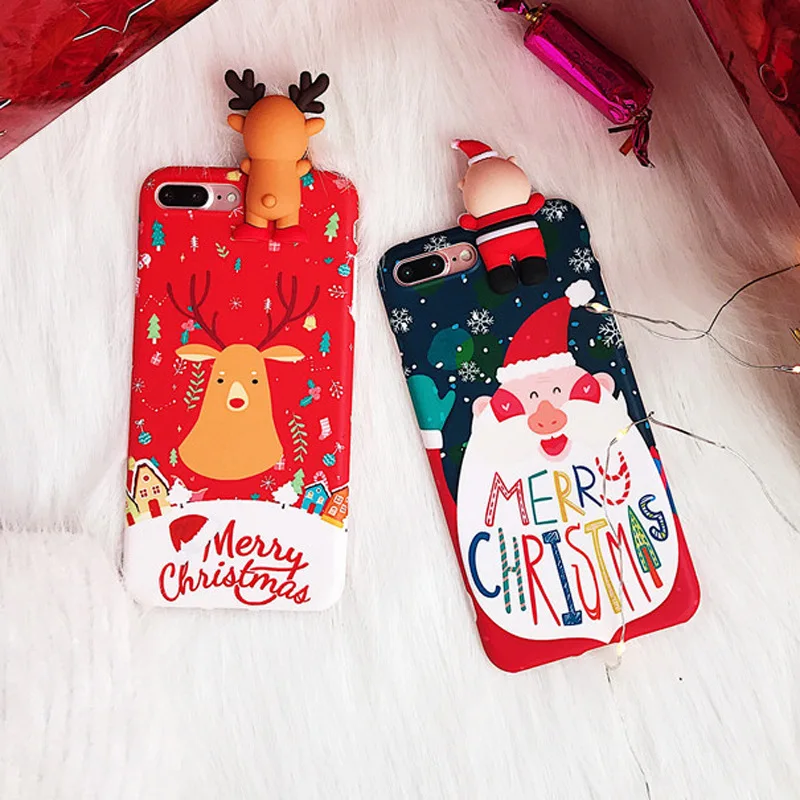 Для IphoneXS/XR/6/8 плюс DIY ТПУ мультяшный олень Merry Рождественский подарок прекрасный