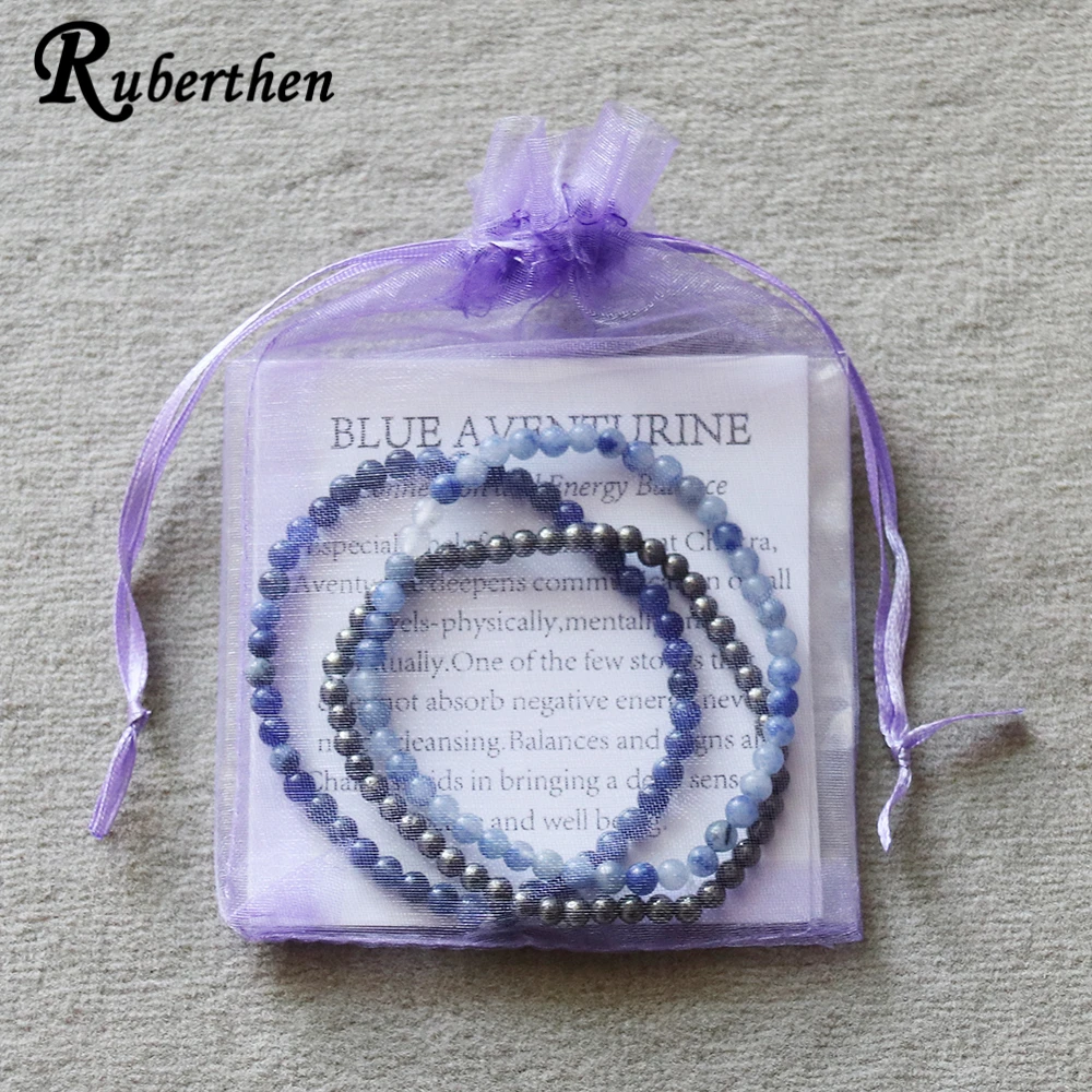 Браслет Ruberthen с голубым авантюрином натуральные украшения Пиритом соталитовый