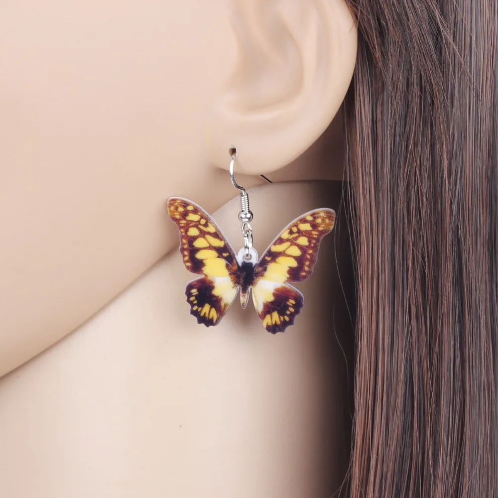 Bonsny Акриловые Новые серьги-бабочки Papilio Machaon большие длинные висячие капли модные
