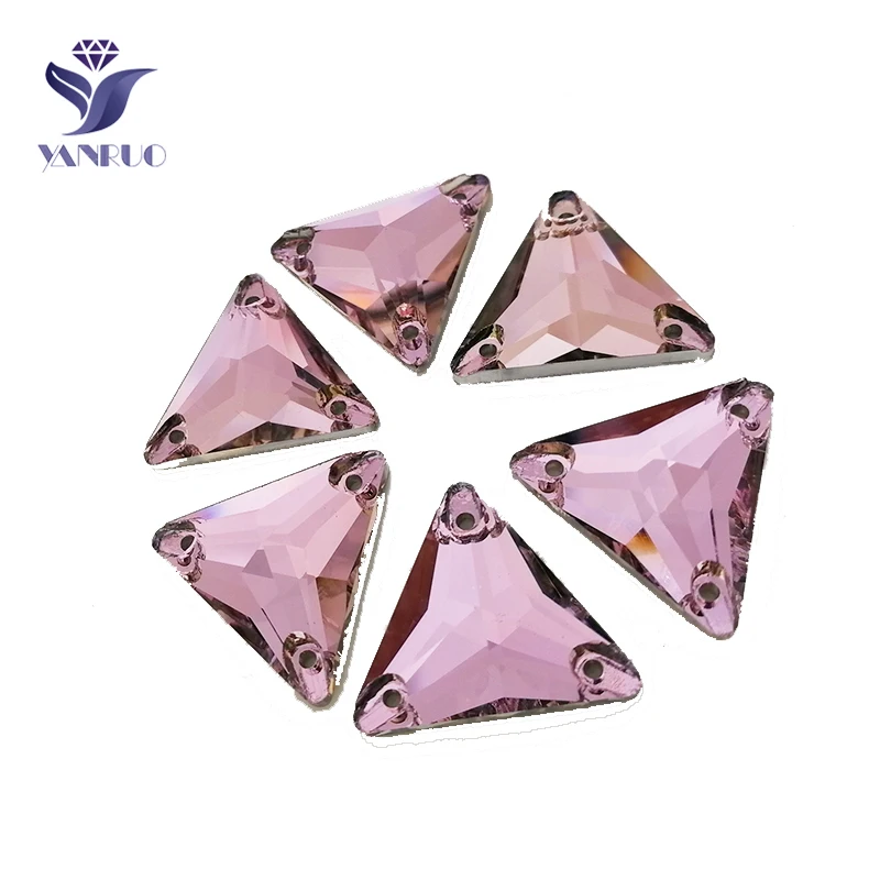 Light Rose YANRUO 3270 треугольник 16 мм 22 мм все цвета пришитые камни стеклянные кристаллы стразы лучшее качество камни для одежды - Цвет: Light Rose