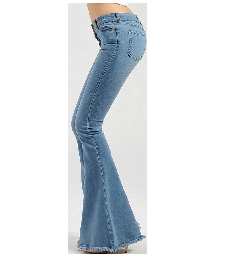 2019 spring and autumn new jeans female temperament fashion tassel slim flared women sexy pant |