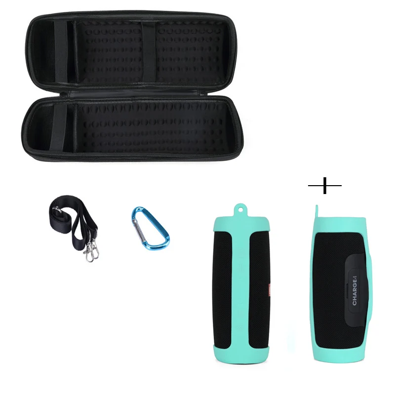 Black and green 2 в 1 EVA жесткий чехол для хранения на молнии+ силиконовый чехол для JBL Charge 4 Bluetooth динамик для колонки JBL Charge4 - Цвет: Black and green