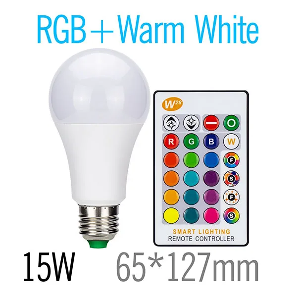 15W Warm White E27 светодиодный 16 цветов меняющий RGB 5 Вт 10 Вт 15 Вт 220 В RGB Волшебная Праздничная лампа светодиодный светильник Точечный светильник Радиочастотный пульт дистанционного управления функция памяти - Испускаемый цвет: 15W Warm White