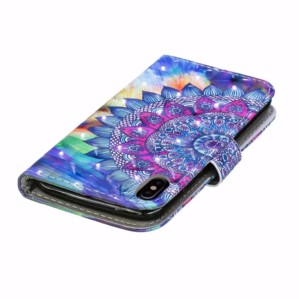 Магнитный Флип кейс для iPhone X XS Max XR 8 7 6S Plus 5S SE 3D узорчатый кошелек из искусственной