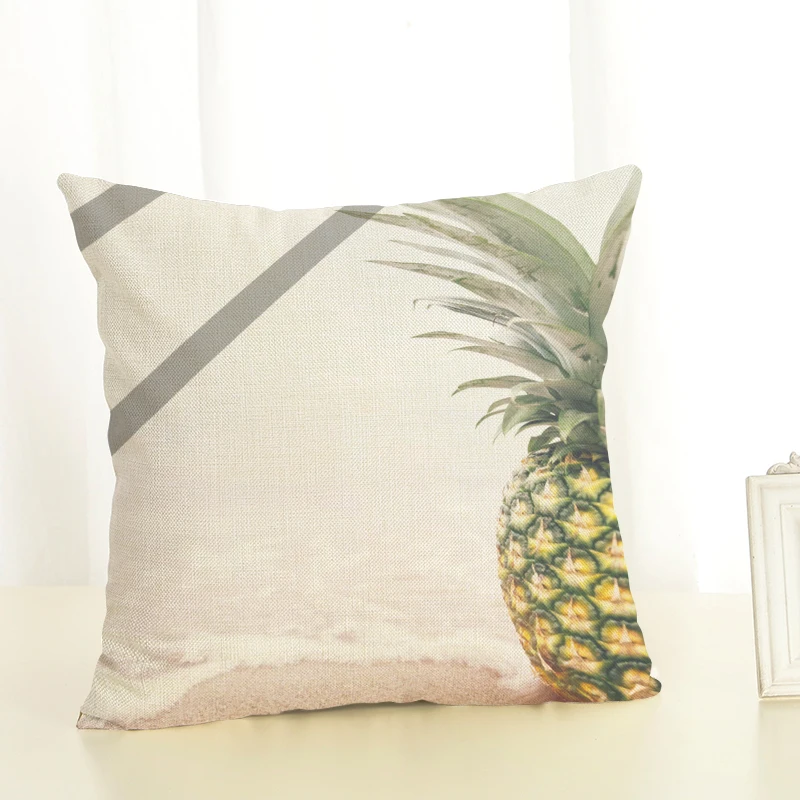 Наволочка из хлопка и льна с рисунком ананаса квадратная наволочка для подушки