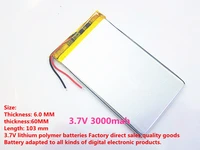 best battery brand 1pcs free shipping size 6060103 3 7v 3000mah lithium polymer battery with protection board for tablet pcs pda