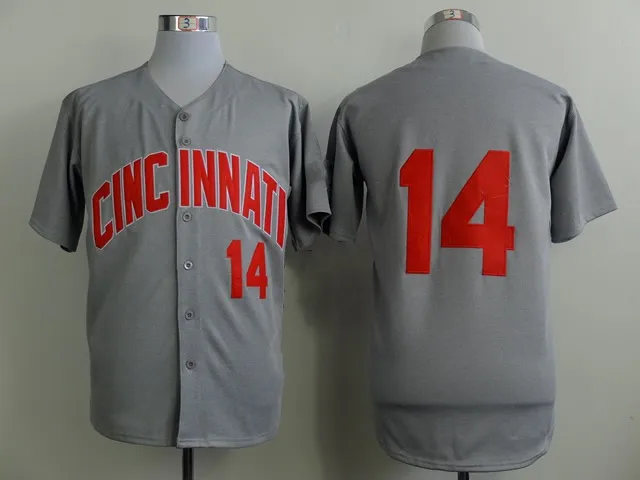 2015 New Arrival Cincinnati Reds #14 Pete Rose 1969 Gray Wool Cloth Road Throwback M&N Baseball Jerseys Size M 3XL Free Shipping|jersey dress plus