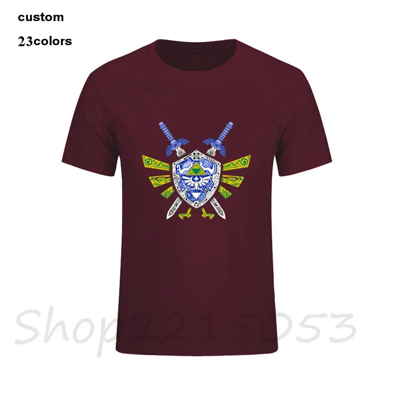 Герои Legend Zelda link shield hyrule triforce ocarina видеоигра eek nintendo n64 of time футболка мужские