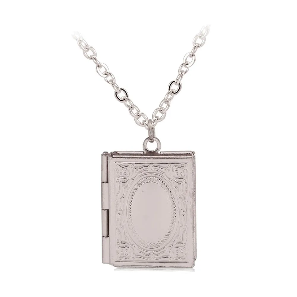 Модный резной Винтажный стиль изящная имитация книга медальон ожерелье тайное