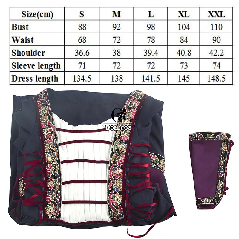 ROLECOS средневековое женское платье с длинными рукавами для девочек корсет Стиль