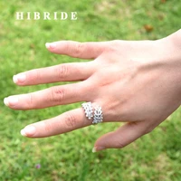 hibrid trendy womens jewelry hand made aaa cubic zirconia pave adjust wedding ring for women party gift bijoux r 18