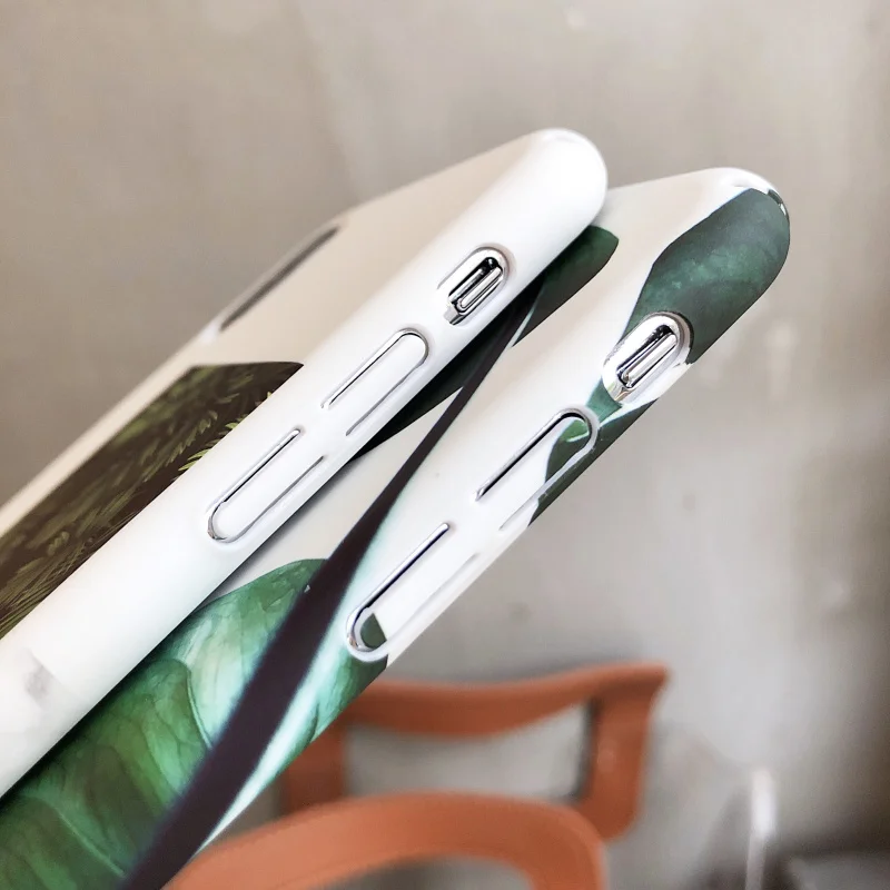 Чехол для iphone 7 7plus 8 8plus X чехол ПК с тропическими зелеными листьями силиконовый