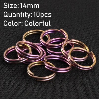 14mm colorful 10 шт. титановый сплав EDC брелок Открытый Портативный брелок разделенный брелок для ключей держатель для ключей Кемпинг путешествия подвесной инструмент - Цвет: 14mm colorful