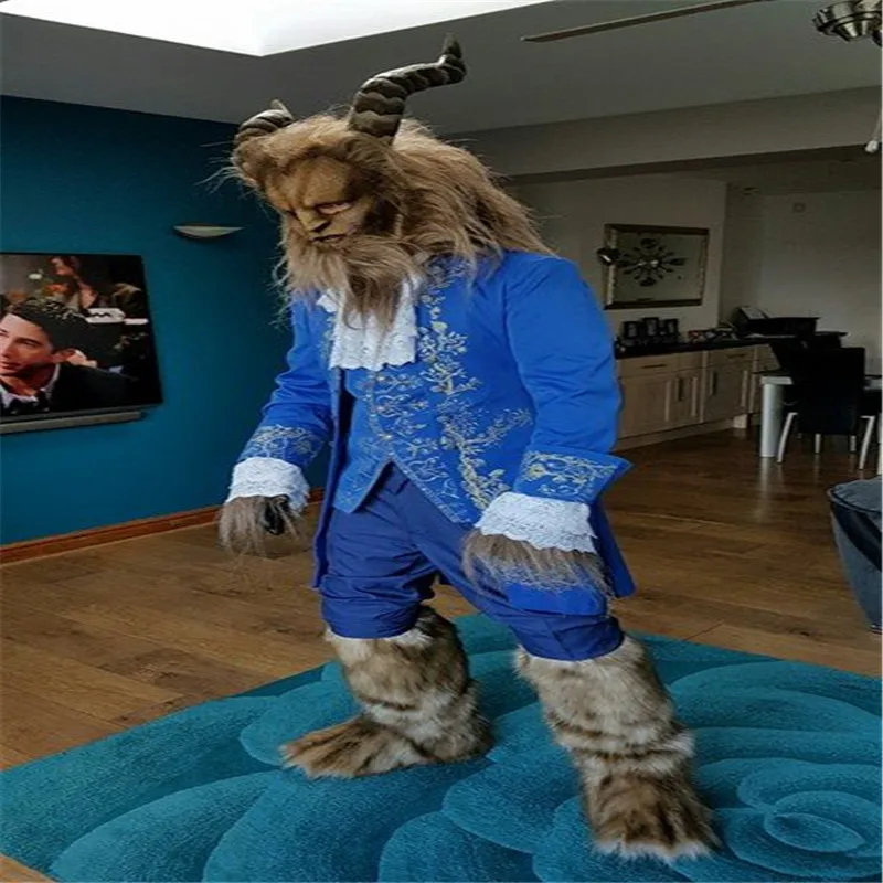 

2017 Movie Beauty and the Beast Costume Beast Cosplay Blue Gentleman Outfit Men Halloween Carnival Clothing Custom Made