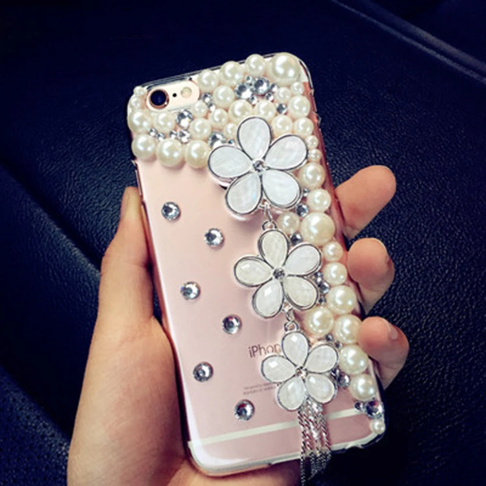 Diamond TPU + PC Акриловые Кристалл Rhinestone Цветок DIY ручной работы модные блестящие 3D