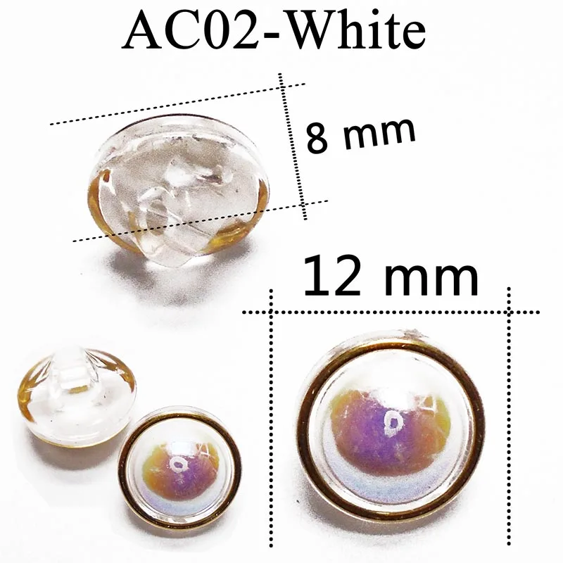 AC02-white ZIEENE/10 шт., 25 шт., 50 шт., 12 цветов, детские акриловые перламутровые пуговицы с золотыми краями, для скрапбукинга, для рубашки, ручная работа, кнопка для детской одежды 12 мм - Цвет: AC02-white