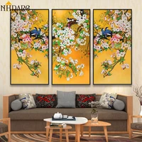 3 panels chinese style plum blossom birds posters and prints canvas painting wall art wall pictures for living room home decor