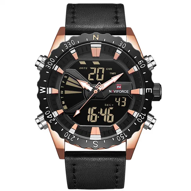 Топ бренд NAVIFORCE мужские модные спортивные часы мужские военные кварцевые наручные часы светодиодный цифровые часы relogio masculino - Цвет: RGBB