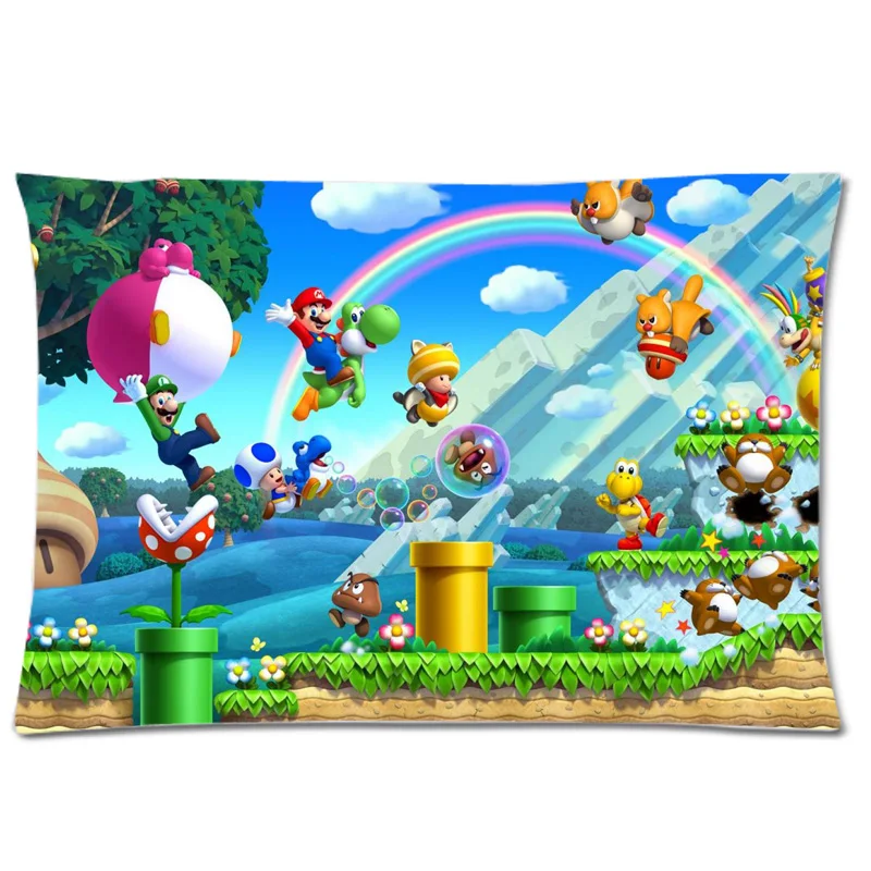Super Mario Background Solft Pillowcase/Pillow Case Cover/Pillowslip (Size:30&quotX20&quot Two Side Printing) | Дом и сад