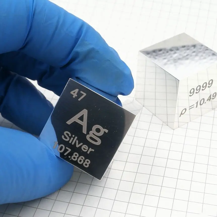 Металлический Argentum Ag Серебряный куб 1 дюймовый формат таблицы высокой чистоты