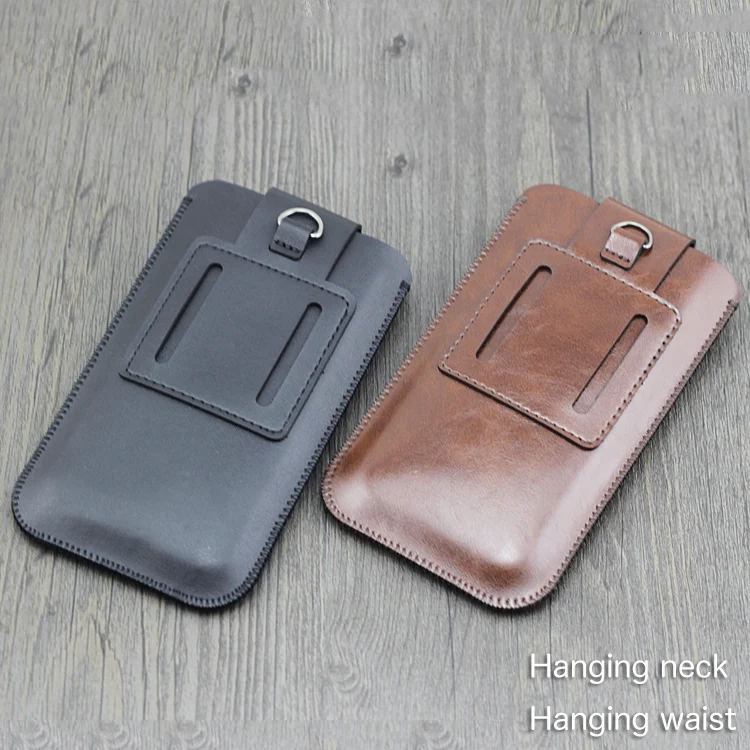 Hanging neck belt waistband phone Universal holster Straight leather case retro pouch for Iphone XS MAX XR | Мобильные телефоны и