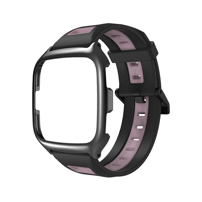 Black Pink Mijobs силиконовый ремешок чехол для Fitbit Versa Lite браслет умные часы для Fitbit Versa чехол с браслетом аксессуары ремешок на запястье - Цвет: Black Pink