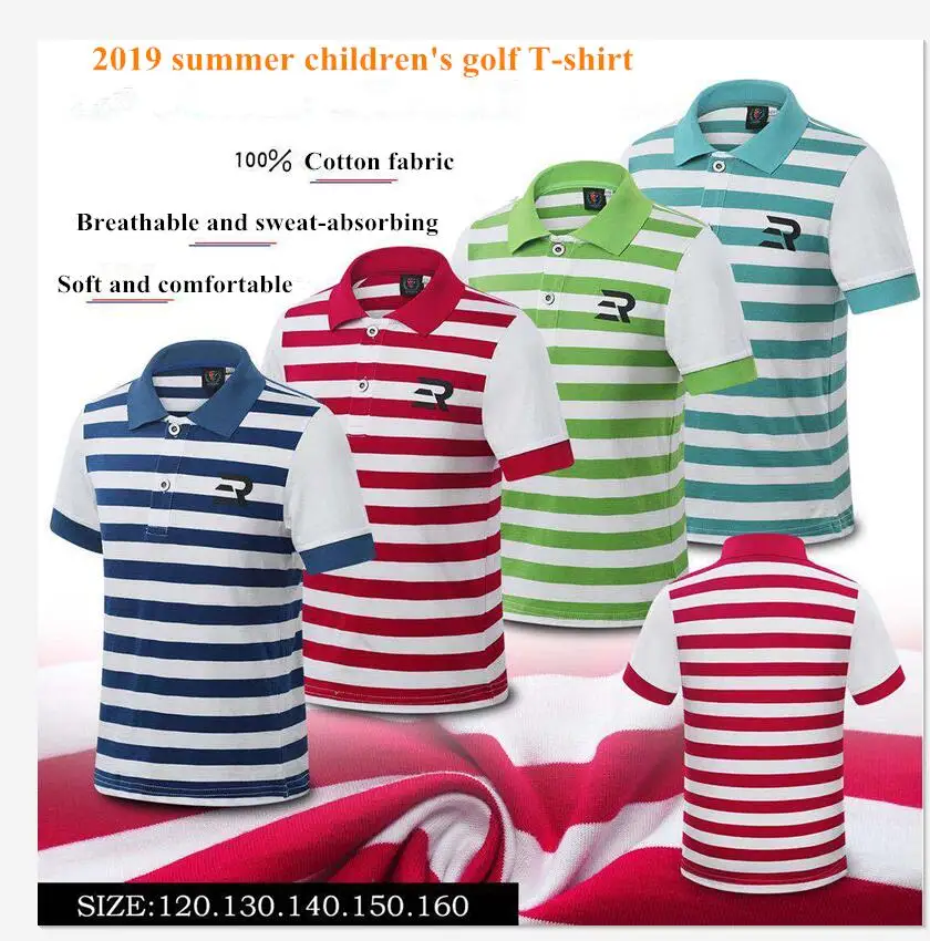 Детская спортивная одежда для гольфа летняя Молодежная футболка с короткими
