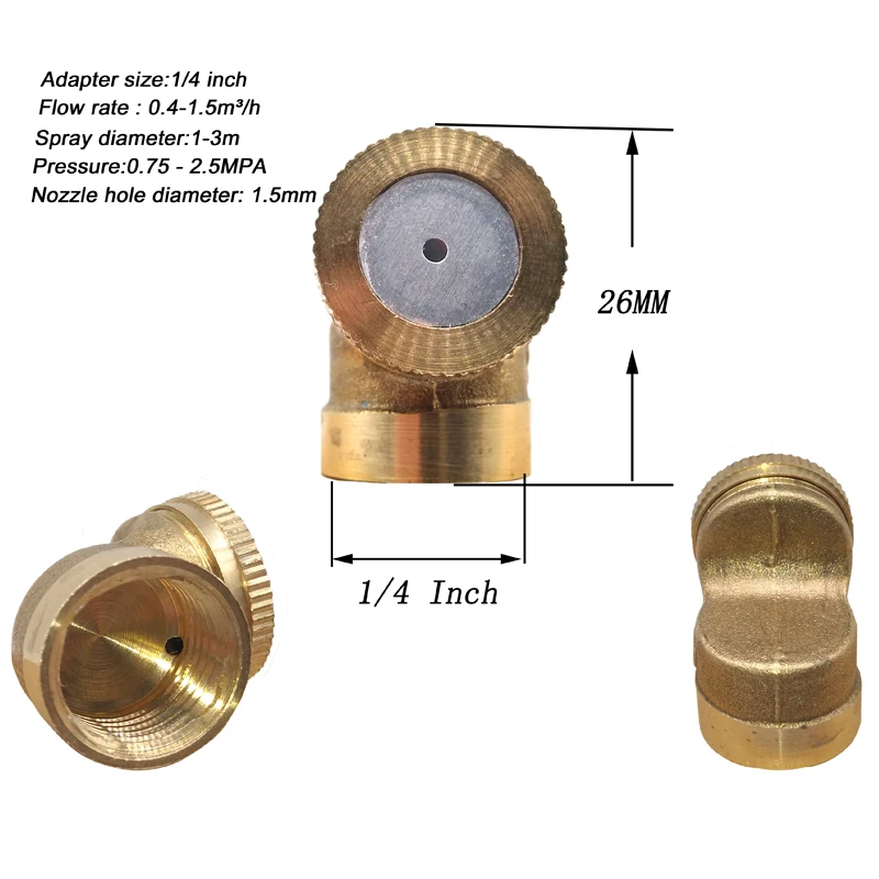 S126 Irrigation Fitting One Hole Micro Mist Brass Nozzles Water Spray Nozzle Garden Sprinkler Adjustable | Дом и сад