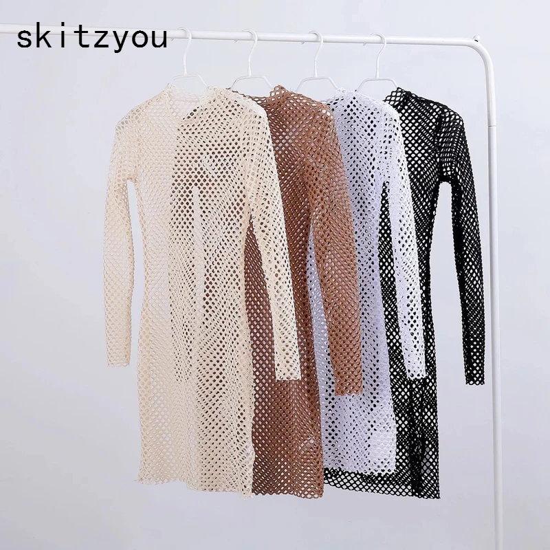 Skitzyou сексуальное открытое женское летнее белое Сетчатое мини-платье для клубной