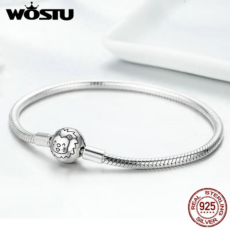 WOSTU подлинный 925 пробы серебряный милый кот сверкающий CZ Змея Strand цепочка браслет на запястье для женщин серебряные ювелирные изделия