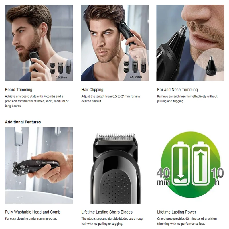 Бритва для мужчин Braun 6 в 1 триммер бороды MGK3020 устройство бритья ушей носа волос