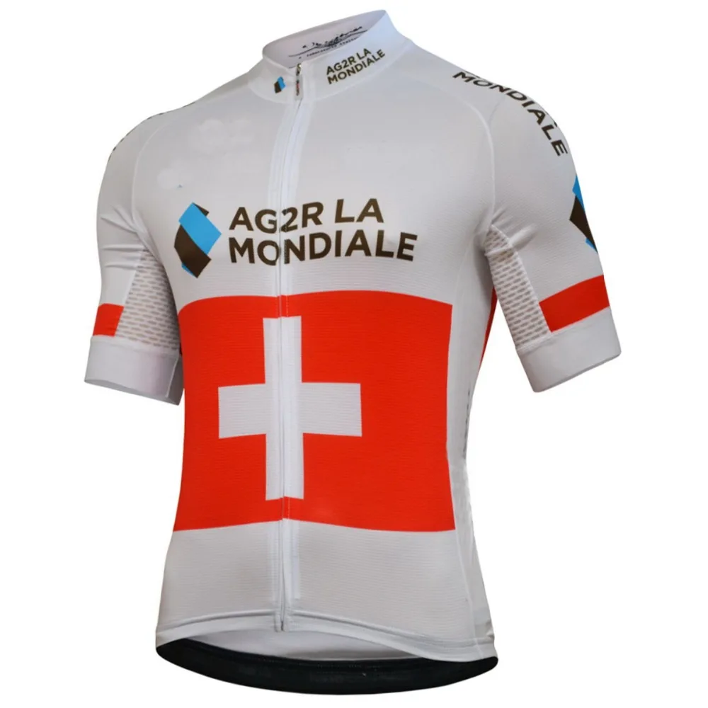 

2018 AG2R TEAM SWISS CHAMPION Men's Only Cycling Jersey Short Sleeve Bicycle Clothing Quick-Dry Riding Bike Ropa Ciclismo