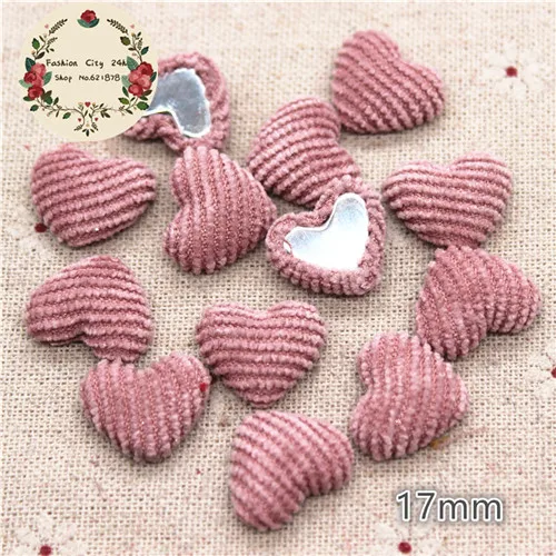 korea pink 50pcs 50 шт. 17 мм разные цвета Вельветовая ткань покрытая пуговицами в форме сердца плоские с оборота DIY пуговицы ручной работы Скрапбукинг - Цвет: korea pink 50pcs