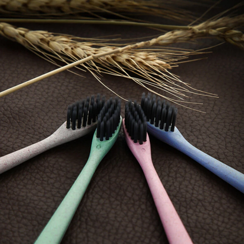 Зубная щетка из черного бамбука для детей и взрослых 4 шт.|tongue cleaner|bamboo toothbrushtoothbrush