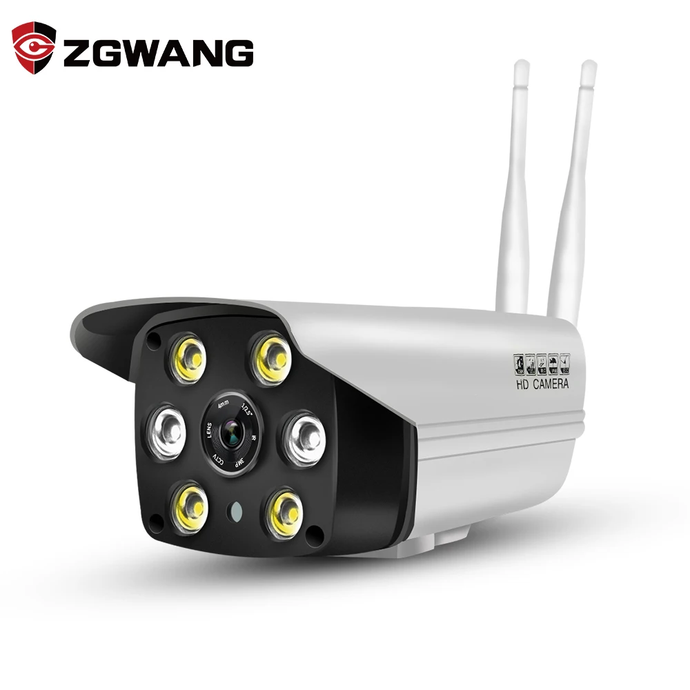 

Водонепроницаемая цилиндрическая ip-камера ZGWANG, 1080P, Wi-Fi, беспроводная камера наблюдения, карта памяти, полноцветная камера видеонаблюдения