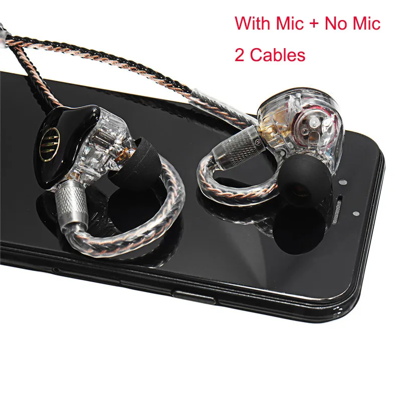 2 Cables BGVP DS1 Hi-res 2BA+ DD MMCX гибридные наушники 2,5 мм/3,5 мм HiFi OCC кабель наушники съемные наушники для IOS Android - Цвет: 2 Cables