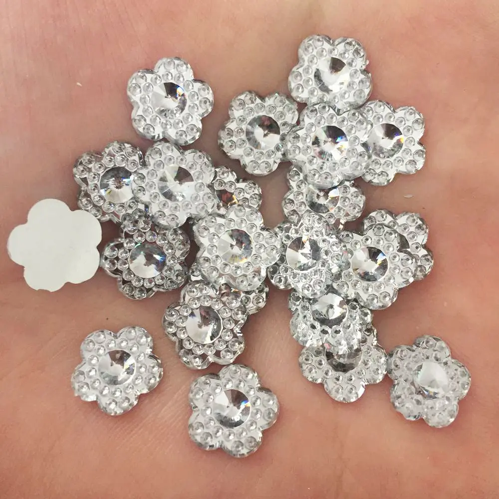 Новый DIY 80 шт прозрачный 10 мм выпуклый цветок из смолы Rhinestone Flatback скрапбук ремесло