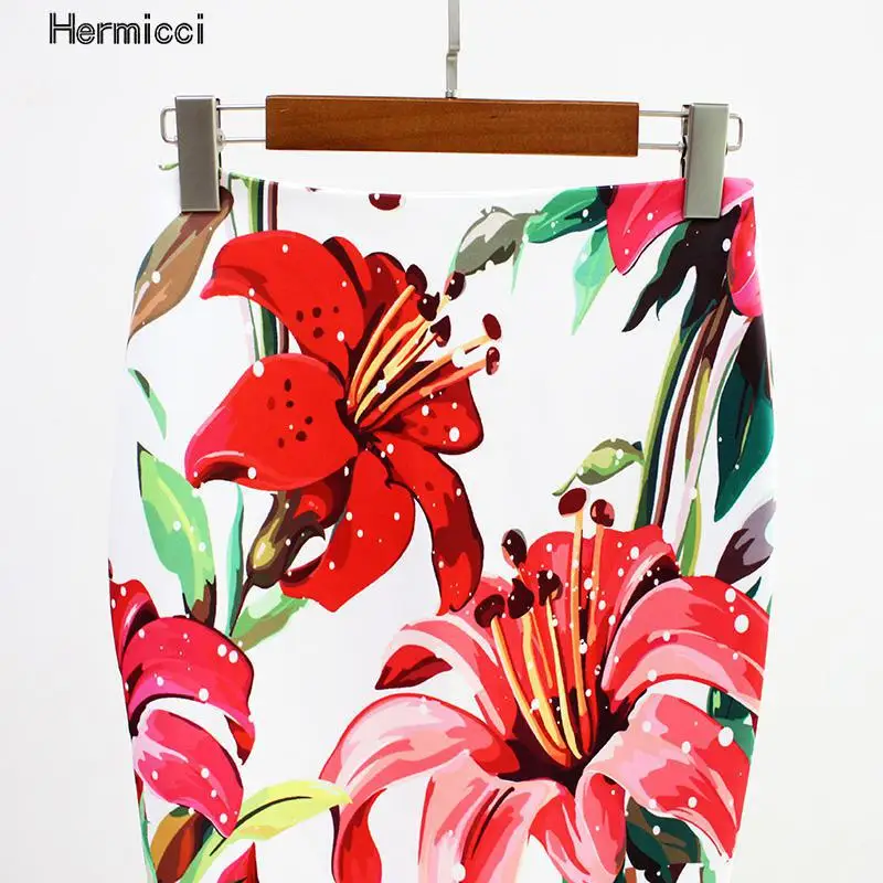 Юбка карандаш Hermicci женская с цветочным принтом эластичная облегающая юбка