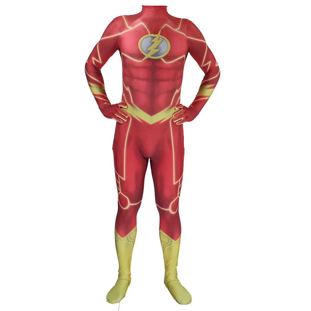костюм для косплея Flash Zentai, комбинезон из лайкры и спандекса, костюм д...