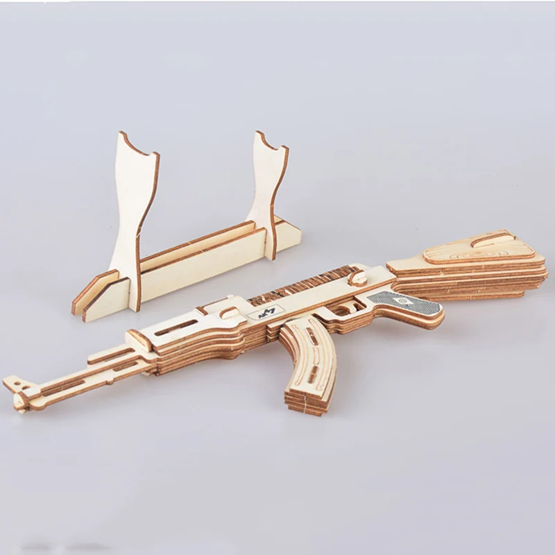 AK47 пулемет деревянная модель игрушки 3D diy Diorama segunda guerra mundial wehrmacht modele do sklejia