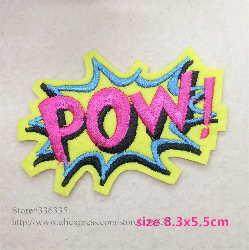 

New arrival 10 pcs POW iron on cartoon Patches popular Appliques accessory DK free shipping