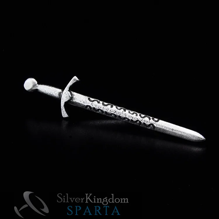 Спартанский двойной меч Зажимы для галстука посеребренные высококачественные