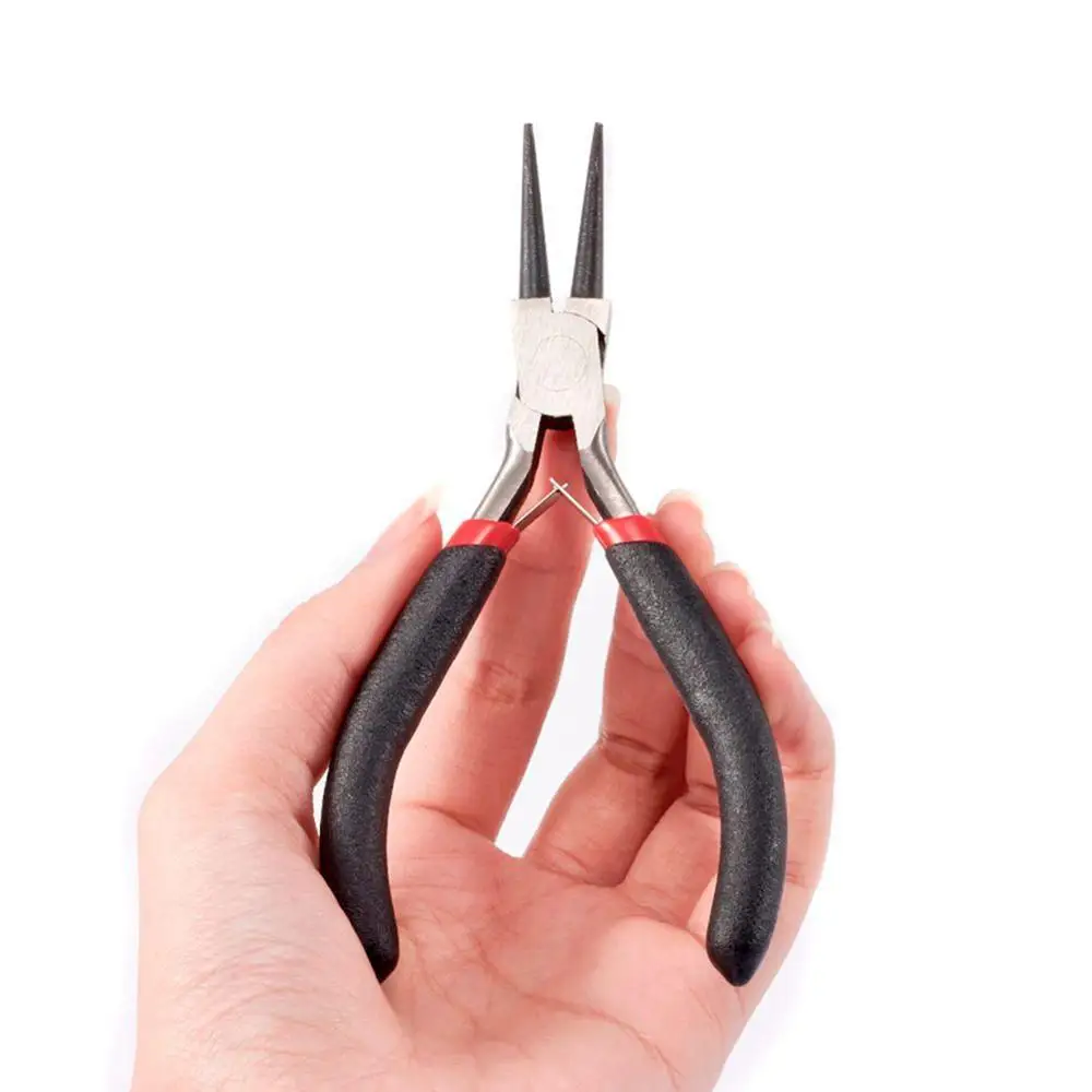 45# Сталь DIY ювелирных Наборы инструментов: круглый нос Щипцы для наращивания волос, Провода-резак Щипцы для наращивания волос и сбоку-Резка Щипцы для наращивания волос, черный, 315 х 70 х 10 мм; 3 шт./компл