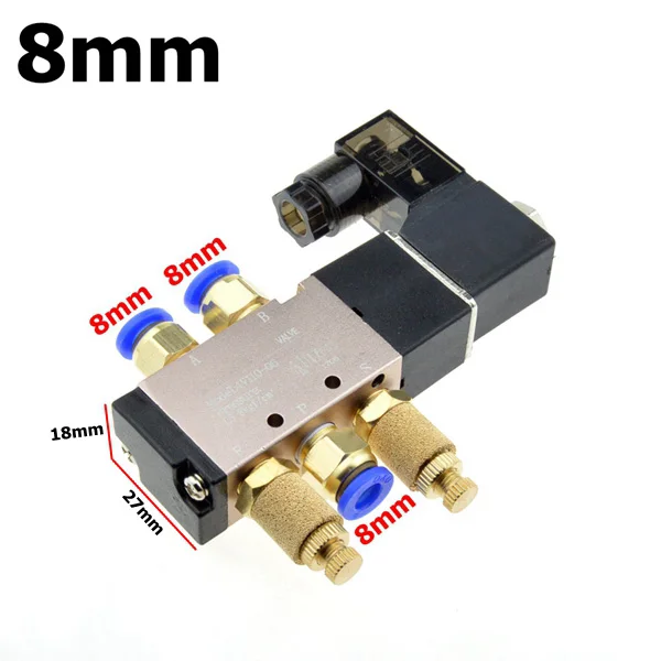 8mm-Adjust Воздушный электромагнитный клапан 5 ходовой порт 2 Позиции газовый пневматический электрический магнитный клапан 12 В 24 В 220 В катушка вольт 4 мм 6 мм 8 мм шланг 4V110-06 - Цвет: 8mm-Adjust