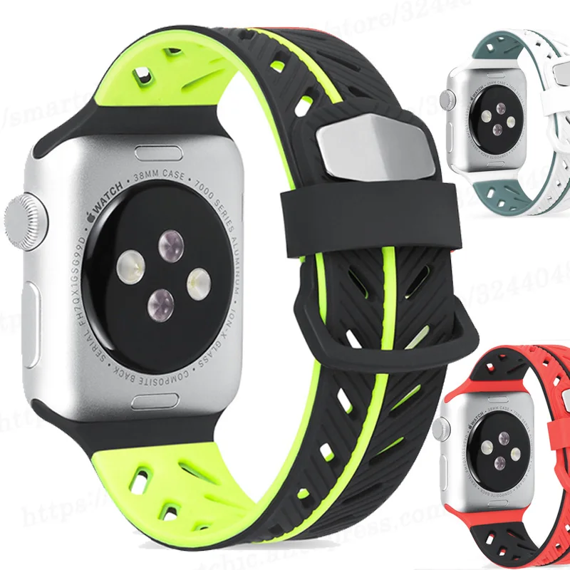 Спортивный мягкий силиконовый ремешок для Apple Watch Series4 3 2 1 42 мм 38 стильный замена