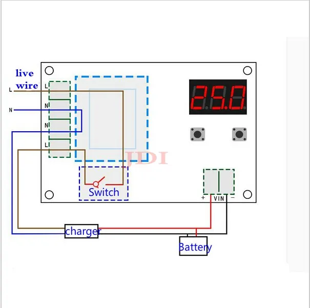 Модуль контроля зарядки аккумулятора с ЧПУ светодиодный выключатель защитная
