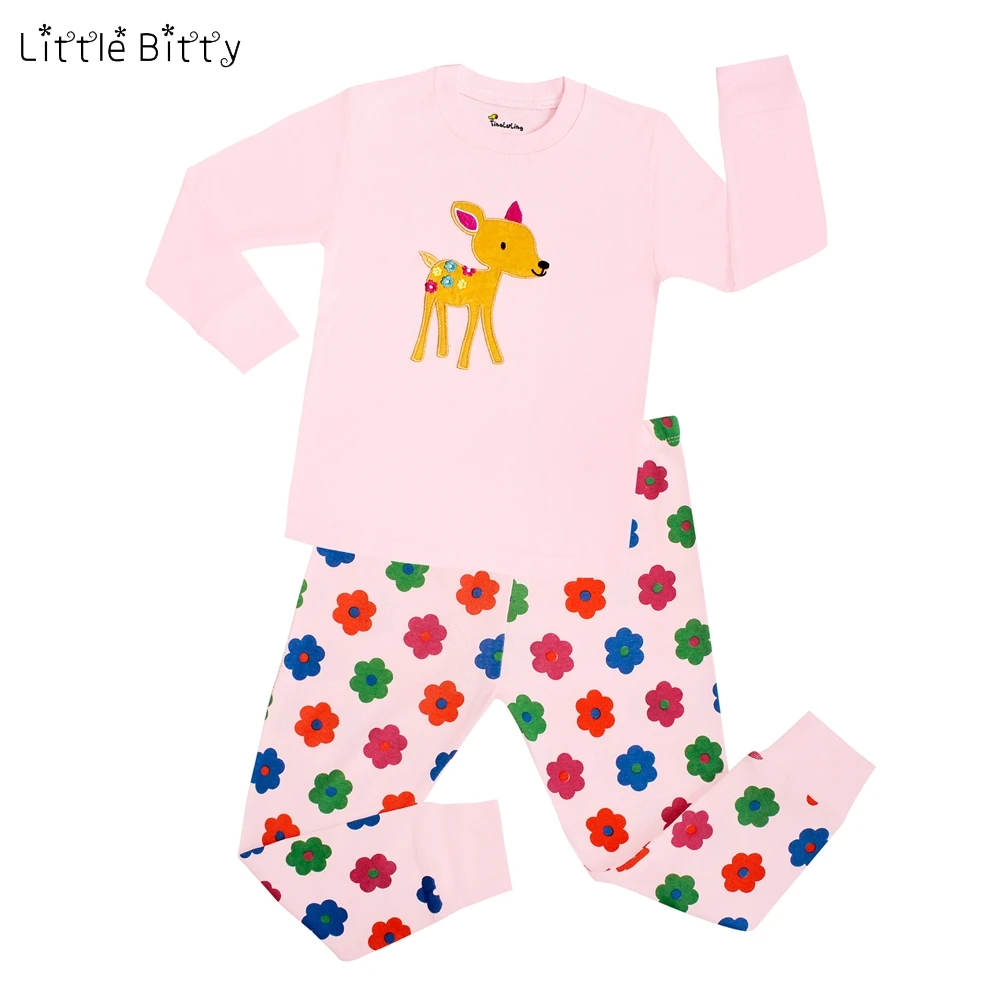 Пижамные комплекты с длинными рукавами из 100 хлопка для девочек Детские пижамы