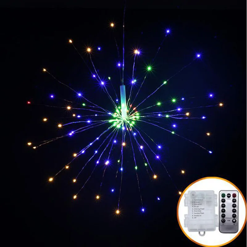 Waterproof LED Firework String Light Foldable DIY Shape Explosion Colorful Fairy With Remote Control For Christmas Holiday|Украшения